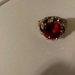Sterling 925 red zirconia ring